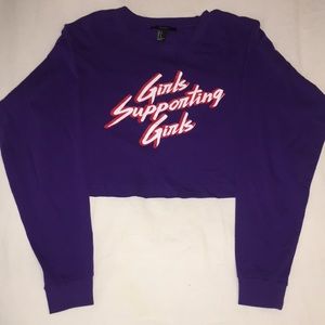 Cropped graphic long sleeve tee